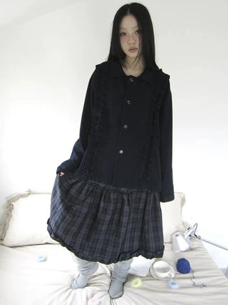 Vintage Autumn Notched Collar Single Breasted Wool Coat Jacket
