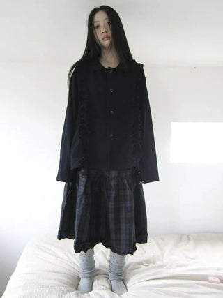 Vintage Autumn Notched Collar Single Breasted Wool Coat Jacket