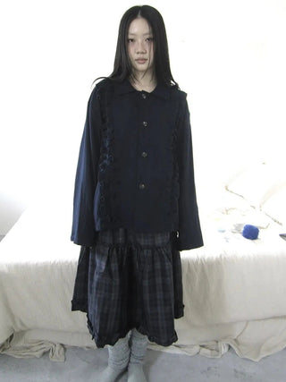 Vintage Autumn Notched Collar Single Breasted Wool Coat Jacket
