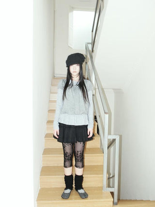 Vintage Black Lace Trim A Line Skirt With Elastic Waist