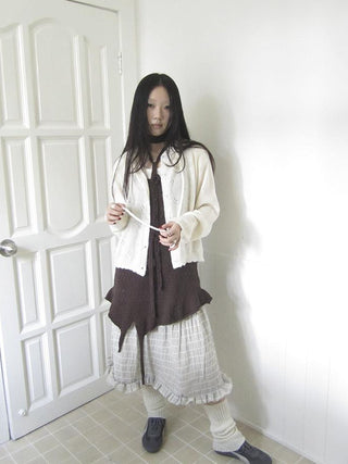 Vintage Button Down Openwork Hooded Knit Cardigan