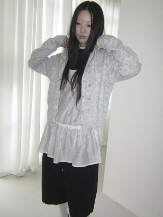 Vintage Button Down Openwork Hooded Knit Cardigan