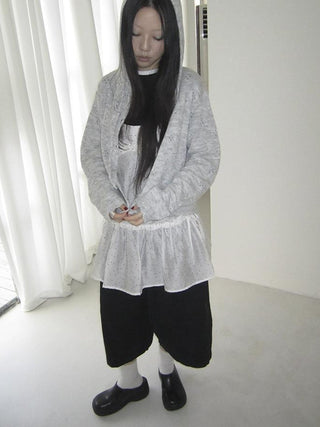Vintage Button Down Openwork Hooded Knit Cardigan