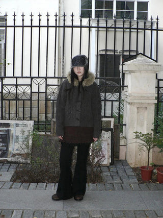 Vintage Cable Knit Hooded Cardigan With Fur Trim And Toggle Buttons Sweater