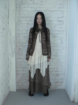 Vintage Crochet Lace Long Sleeve Cardigan Cardigan