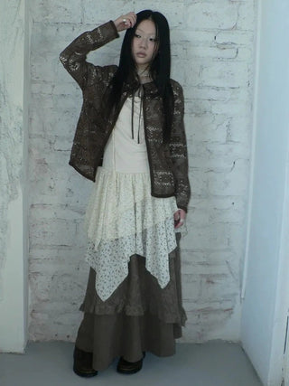 Vintage Crochet Lace Long Sleeve Cardigan Cardigan