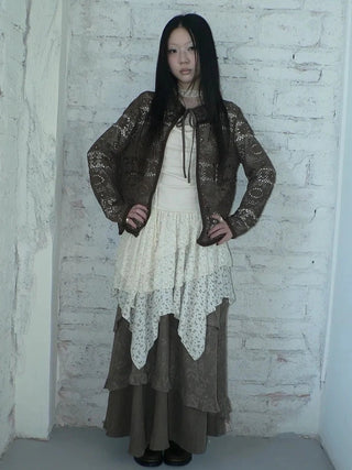 Vintage Crochet Lace Long Sleeve Cardigan Cardigan