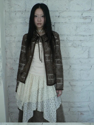 Vintage Crochet Lace Long Sleeve Cardigan Cardigan