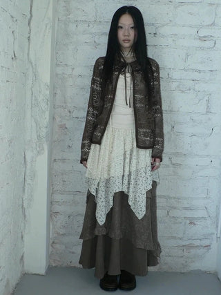 Vintage Crochet Lace Long Sleeve Cardigan Cardigan