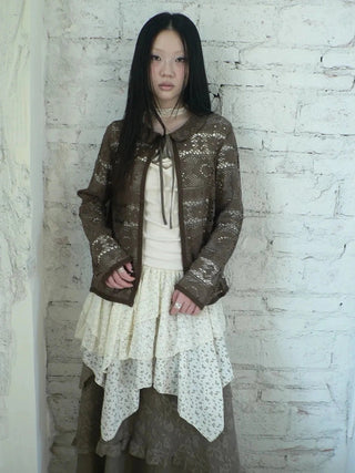 Vintage Crochet Lace Long Sleeve Cardigan Cardigan