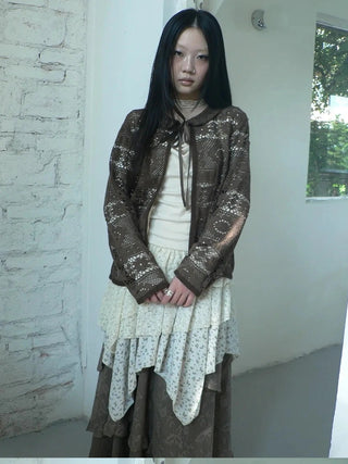 Vintage Crochet Lace Long Sleeve Cardigan Cardigan