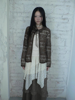Vintage Crochet Lace Long Sleeve Cardigan Cardigan