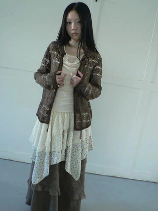 Vintage Crochet Lace Long Sleeve Cardigan Cardigan