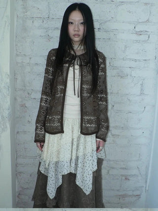 Vintage Crochet Lace Long Sleeve Cardigan Cardigan