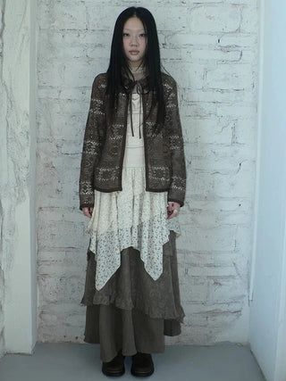 Vintage Crochet Lace Long Sleeve Cardigan Cardigan