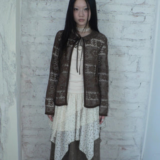 Vintage Crochet Lace Long Sleeve Cardigan Cardigan