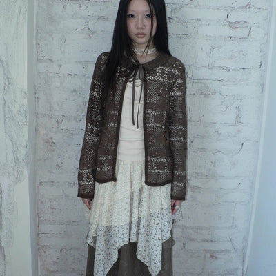 Vintage Crochet Lace Long Sleeve Cardigan Cardigan