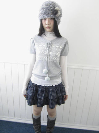 Vintage Ethnic Jacquard Tie Front Knit Top Cardigan