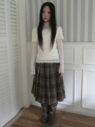 Vintage Knit Layering Mesh Top V-neck T-shirt Long Sleeve T-shirt