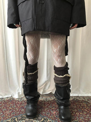 Vintage Lace Button Bubble Socks Leg Warmers Set