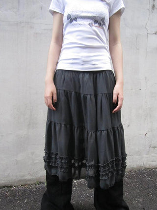 Vintage Lace Trimmed Layered Flared Mini Skirt