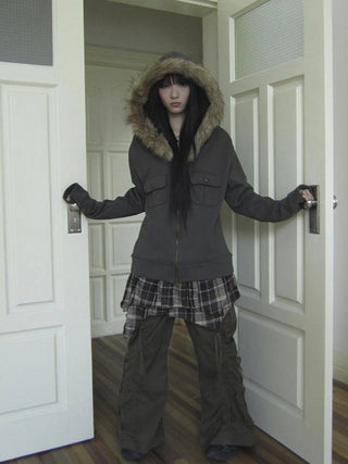 Vintage Lace Up Wide Leg Cargo Pants
