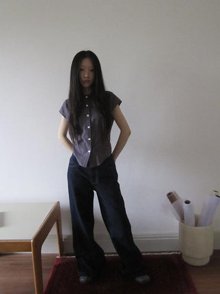 Vintage Plaid Cropped T Shirt With Embroidery