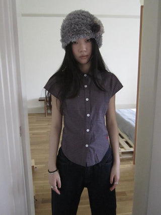 Vintage Plaid Cropped T Shirt With Embroidery