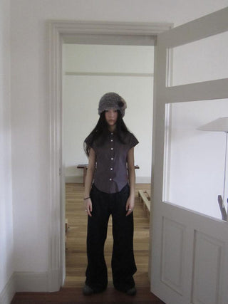 Vintage Plaid Cropped T Shirt With Embroidery