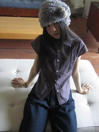 Vintage Plaid Cropped T Shirt With Embroidery
