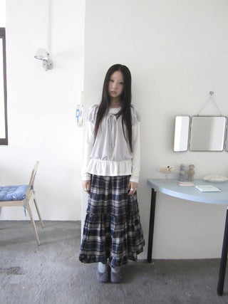 Vintage Plaid Lace Up Waist A Line Skirt