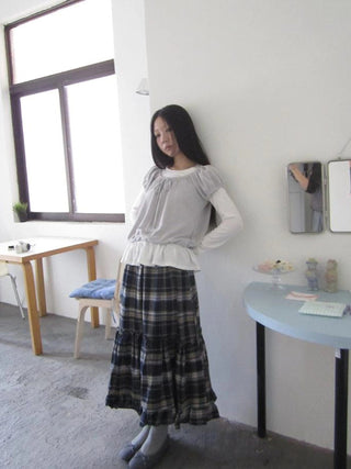 Vintage Plaid Lace Up Waist A Line Skirt