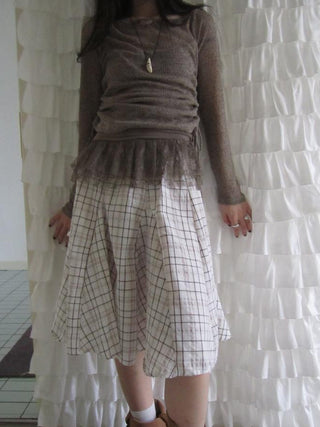 Vintage Plaid Pleated Midi Skirt