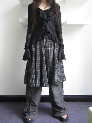 Vintage Plaid Pleated Midi Skirt