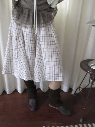 Vintage Plaid Pleated Midi Skirt