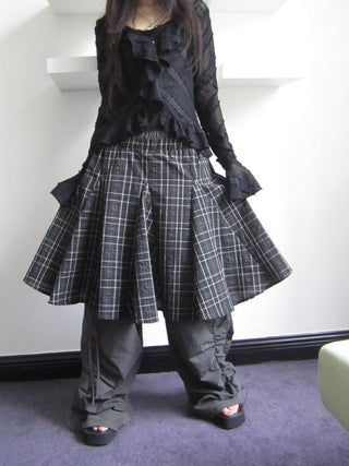 Vintage Plaid Pleated Midi Skirt