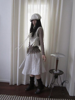 Vintage Plaid Pleated Midi Skirt