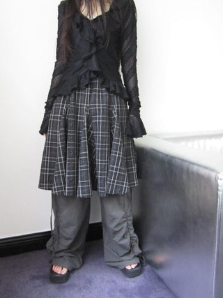 Vintage Plaid Pleated Midi Skirt