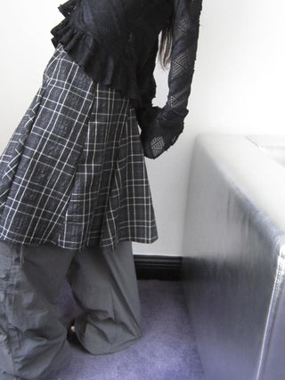 Vintage Plaid Pleated Midi Skirt