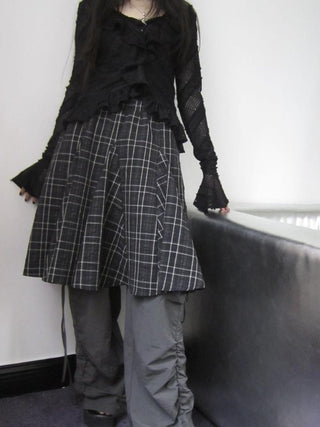 Vintage Plaid Pleated Midi Skirt