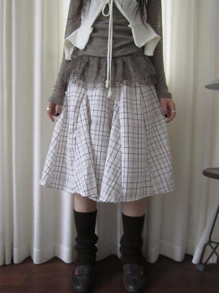 Vintage Plaid Pleated Midi Skirt