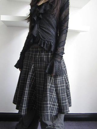 Vintage Plaid Pleated Midi Skirt