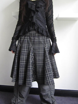 Vintage Plaid Pleated Midi Skirt