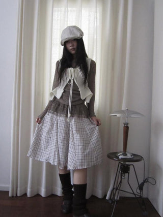 Vintage Plaid Pleated Midi Skirt