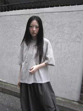Vintage Plaid Short Sleeve Hooded Shirt