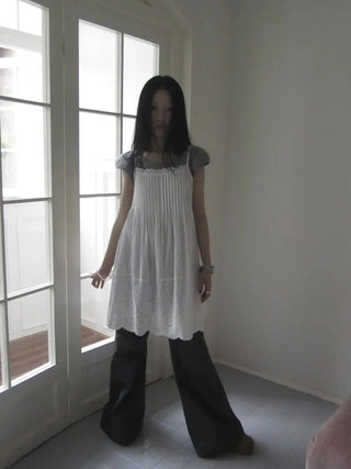 Vintage Pleated Lace Slip Dress Dresses