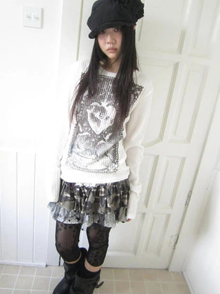 Vintage Print Knit Sweater Long Sleeve Autumn Elastic