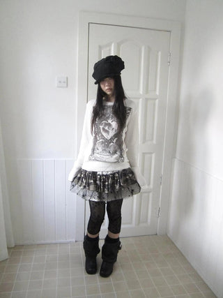 Vintage Print Knit Sweater Long Sleeve Autumn Elastic