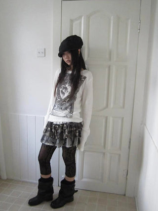 Vintage Print Knit Sweater Long Sleeve Autumn Elastic
