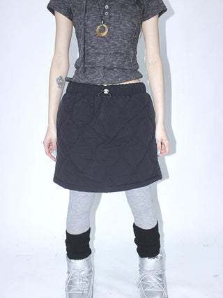 Vintage Quilted A Line Mini Skirt with Elastic Waist